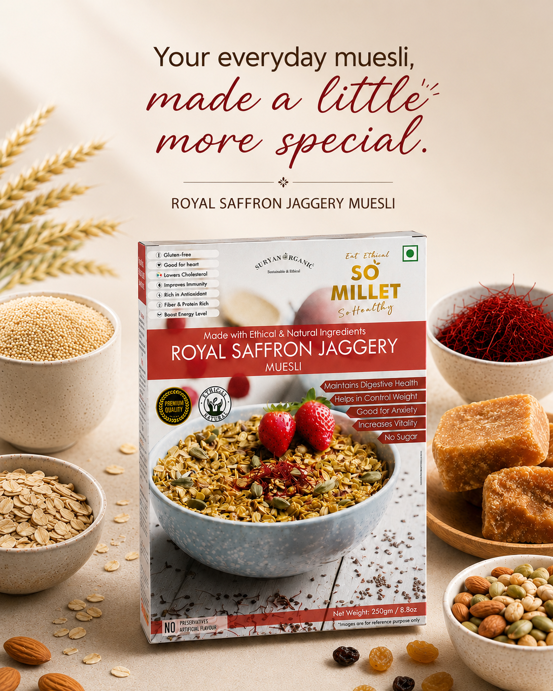 Royal Saffron Jaggery Muesli 250g – product image 1 of 7