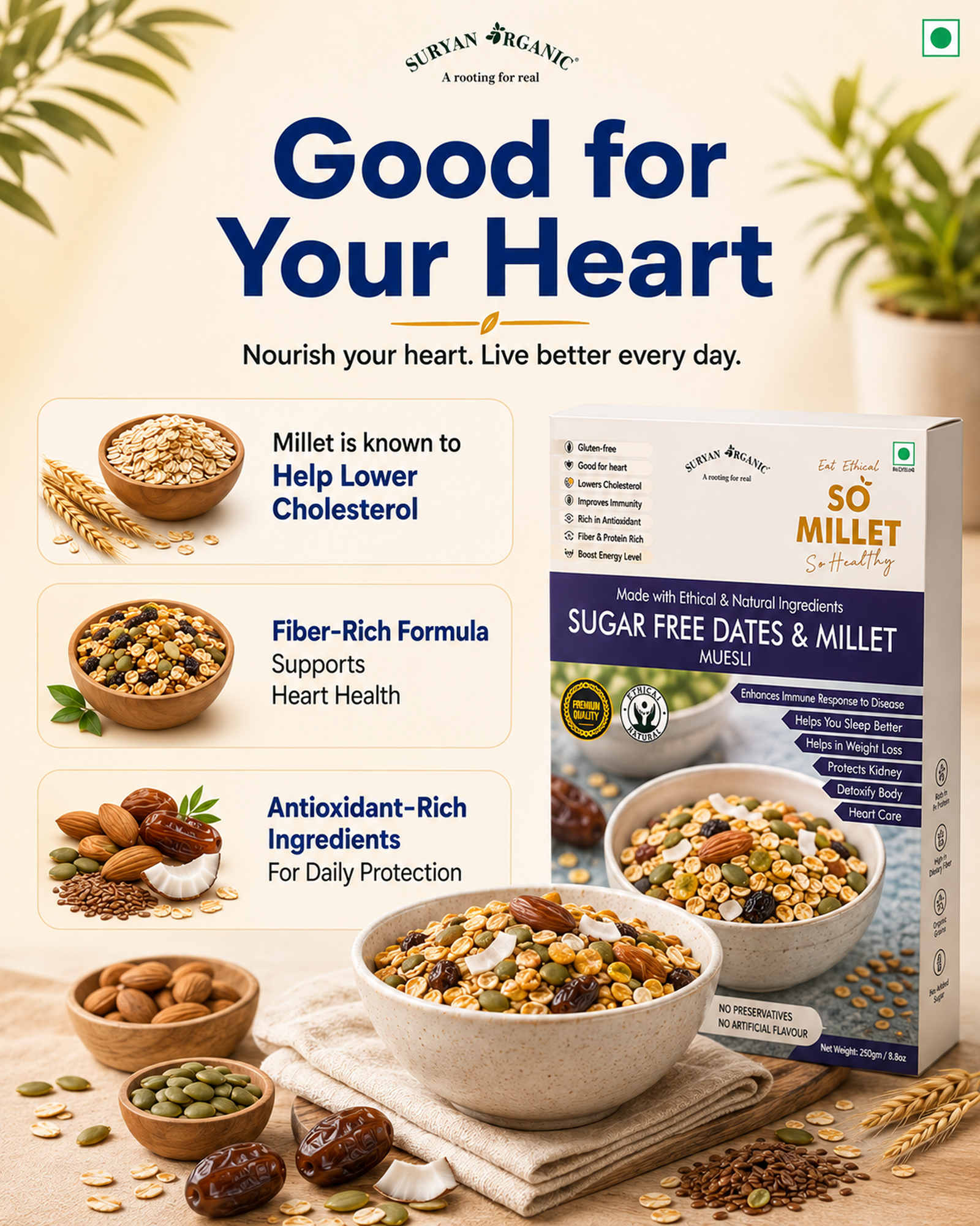 SUGAR FREE DATES & MILLET (4) Sugar Free Dates & Millet Muesli 250g – product image 4 of 9