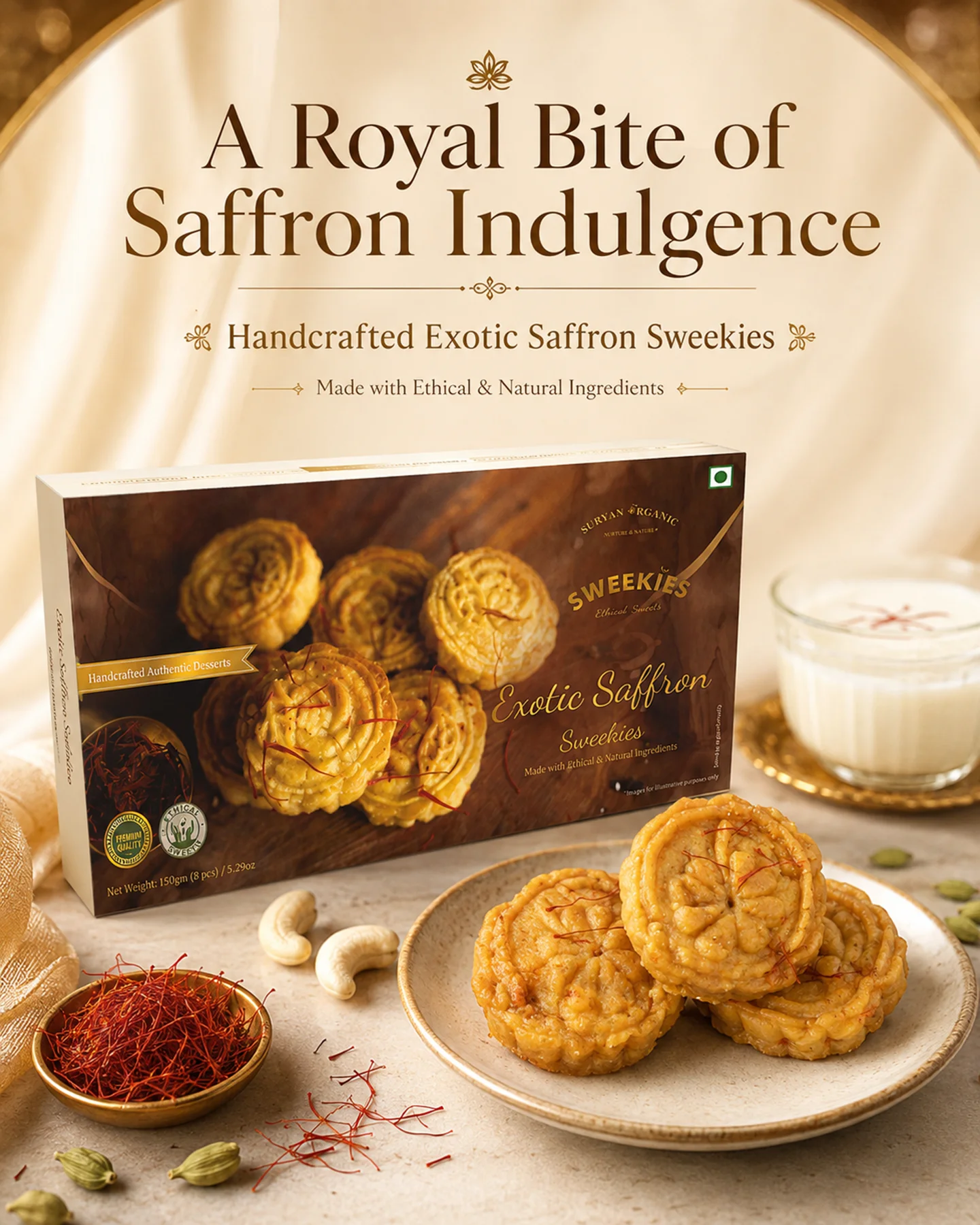Exotic Saffron Sweeties 150g – 8 Pieces – product image 1 of 8