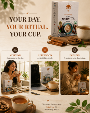 Gaur Herbal Arjun Tea lifestyle serving suggestion