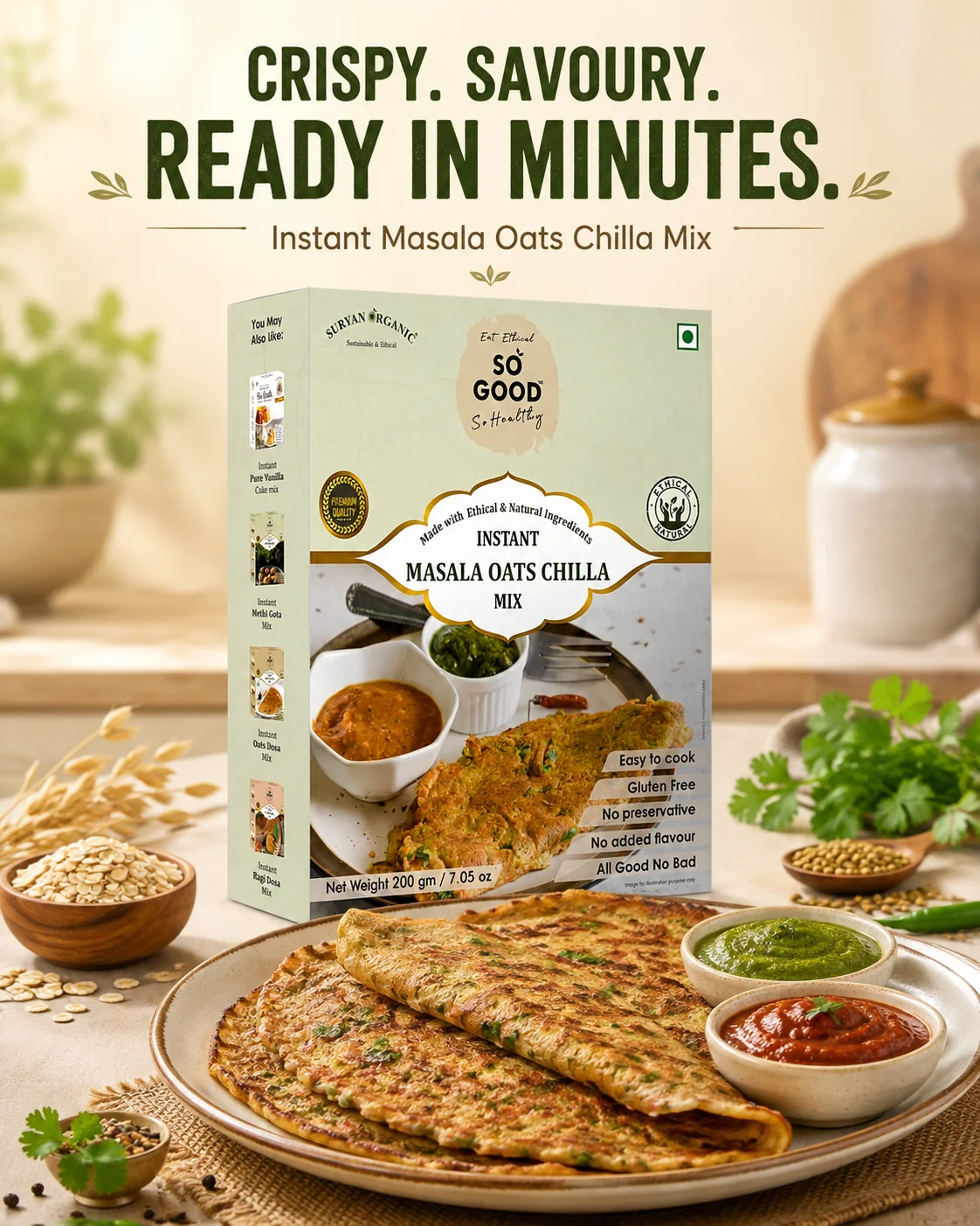 Instant Masala Oats Chilla Mix 200g – product image 1 of 10