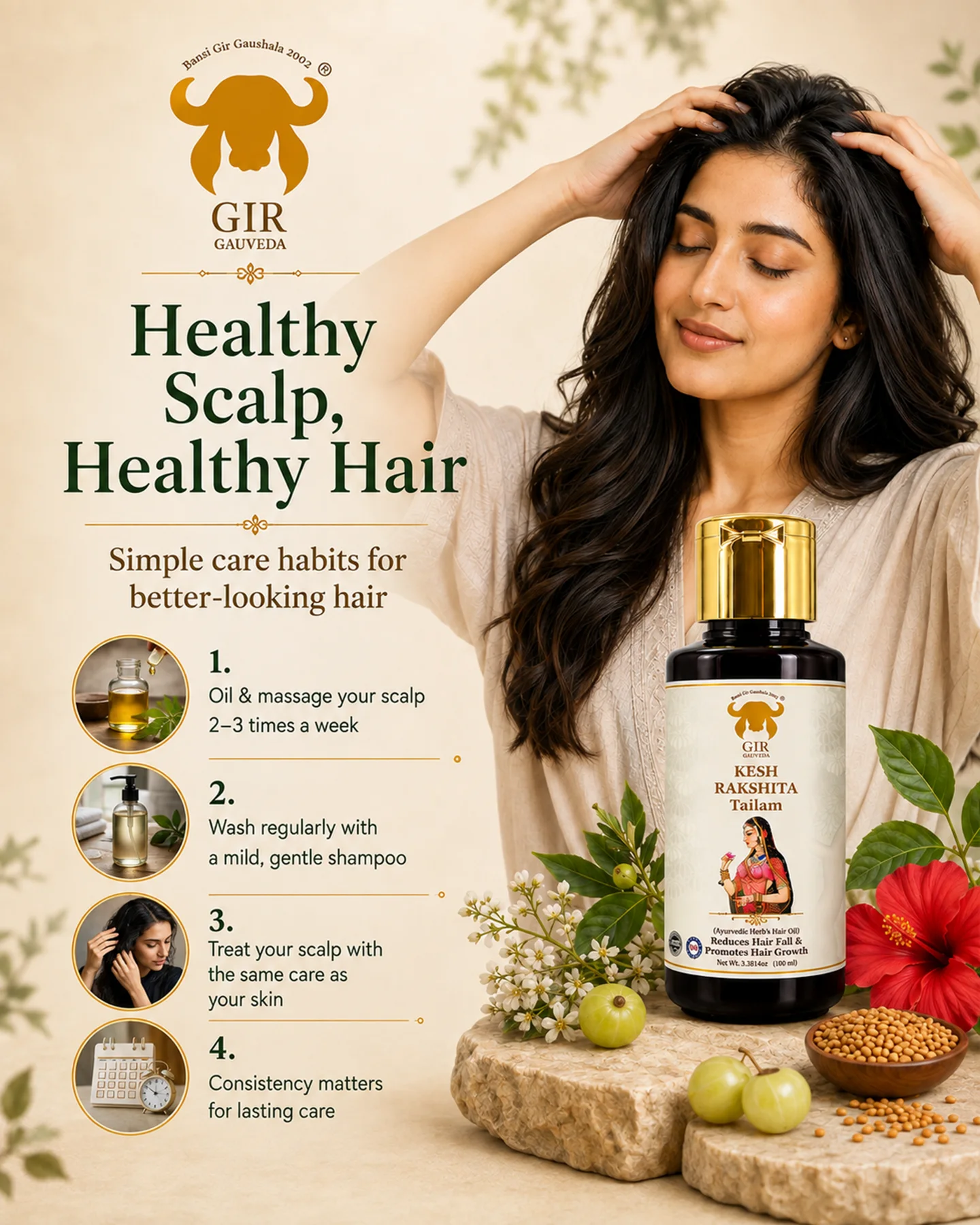 kesh-rakshita-tailam-hair-oil-100ml-05 Gir Gauveda Kesh Rakshita Tailam Hair Oil 100ml – product image 5 of 8