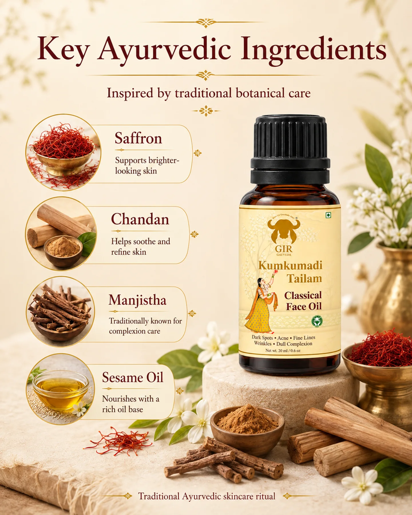 kumkumadi-tailam-classical-face-oil-20ml-03 Kumkumadi Tailam Classical Face Oil 20ml – product image 3 of 8