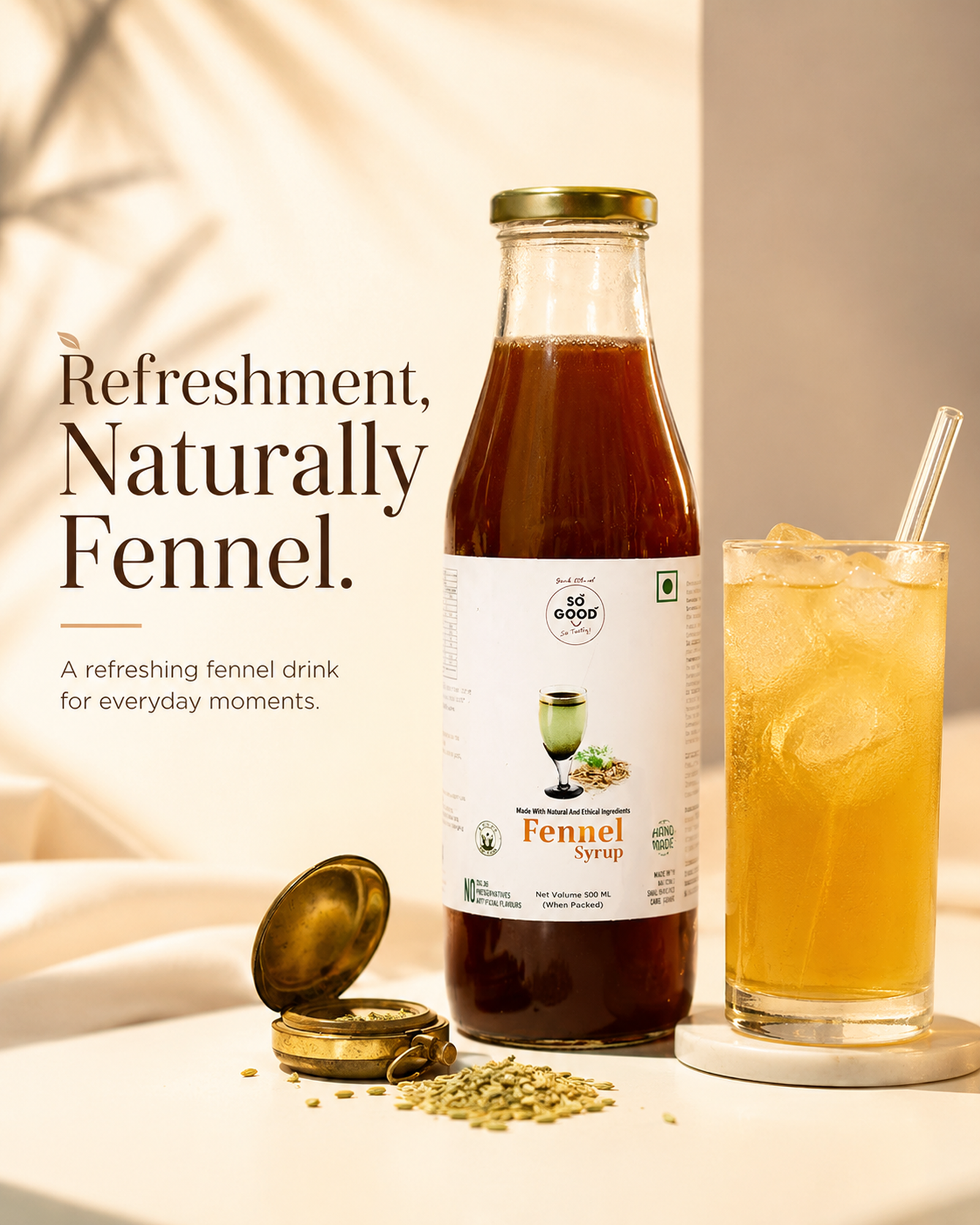 So Good Fennel Syrup 500ml bottle