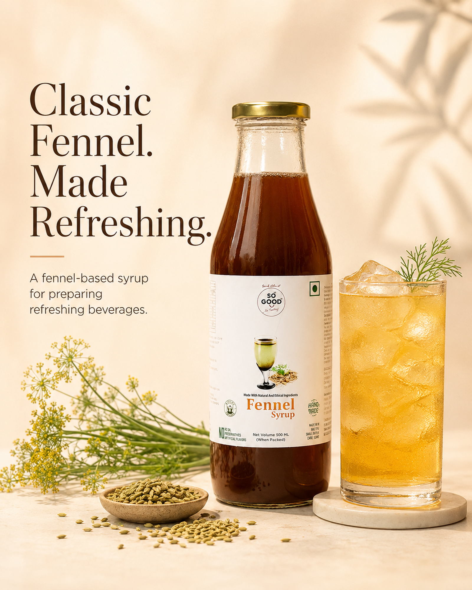 so-good-fennel-syrup-serving Fennel syrup chilled beverage serving suggestion