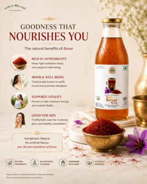 So Good Shahi Kesar Syrup bottle and saffron
